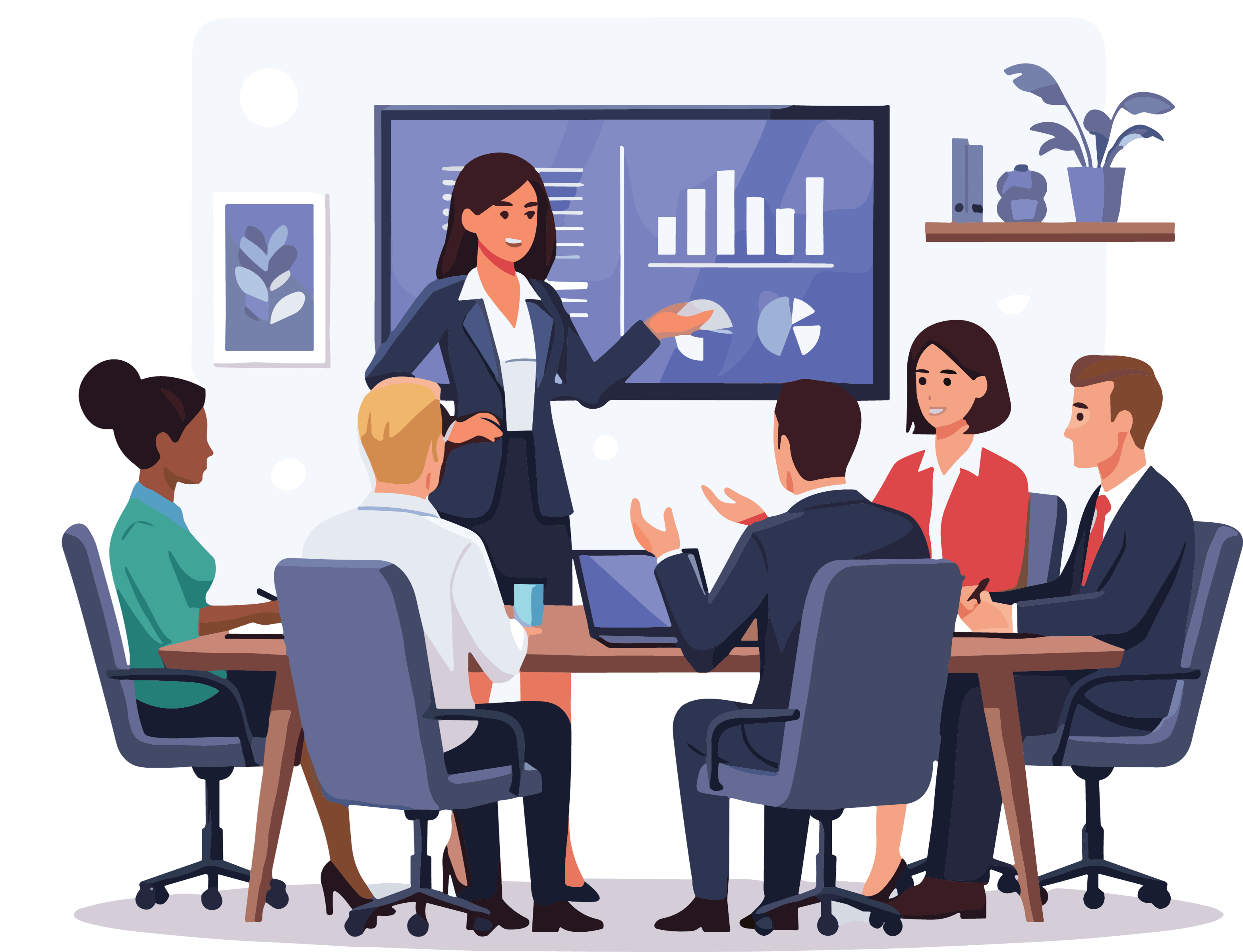 Réunion d'affaires avec présentation